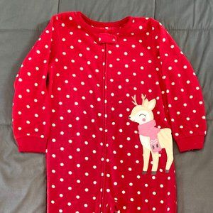 Carter's Red Reindeer 5T fleece footed pajamas pj
